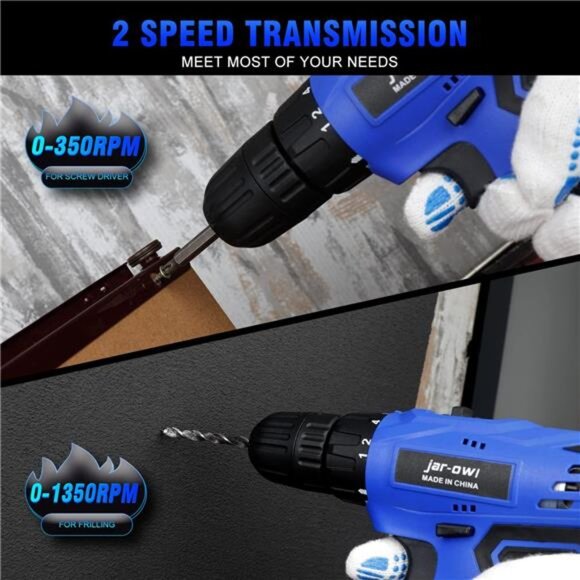 21V Cordless Drill, 350 in-lb Torque,0-1350RMP Variable Speed,10MM 3/8'' Keyless - Picture 3 of 7